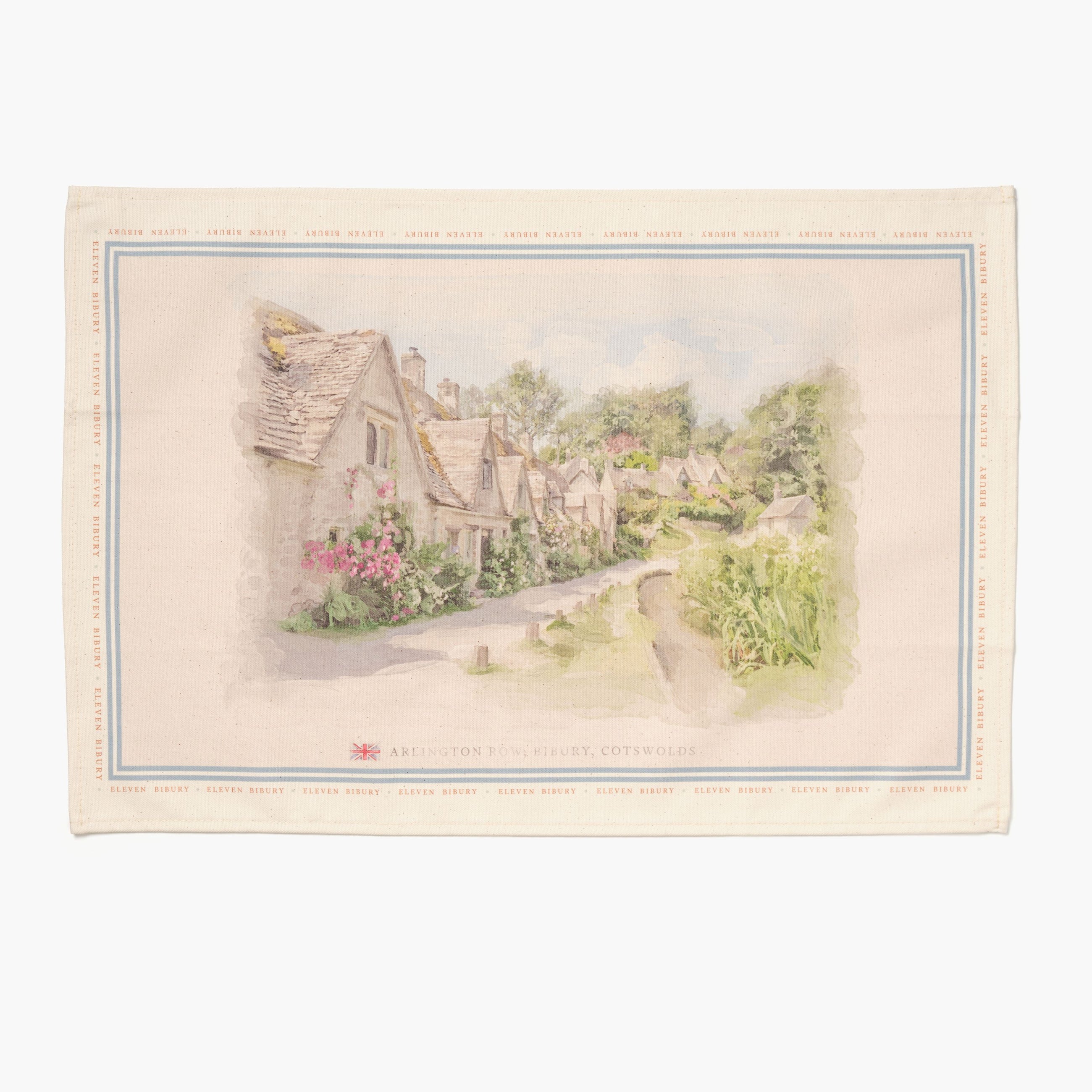 Drawing of Arlington Row printed on a cotton tea towel.