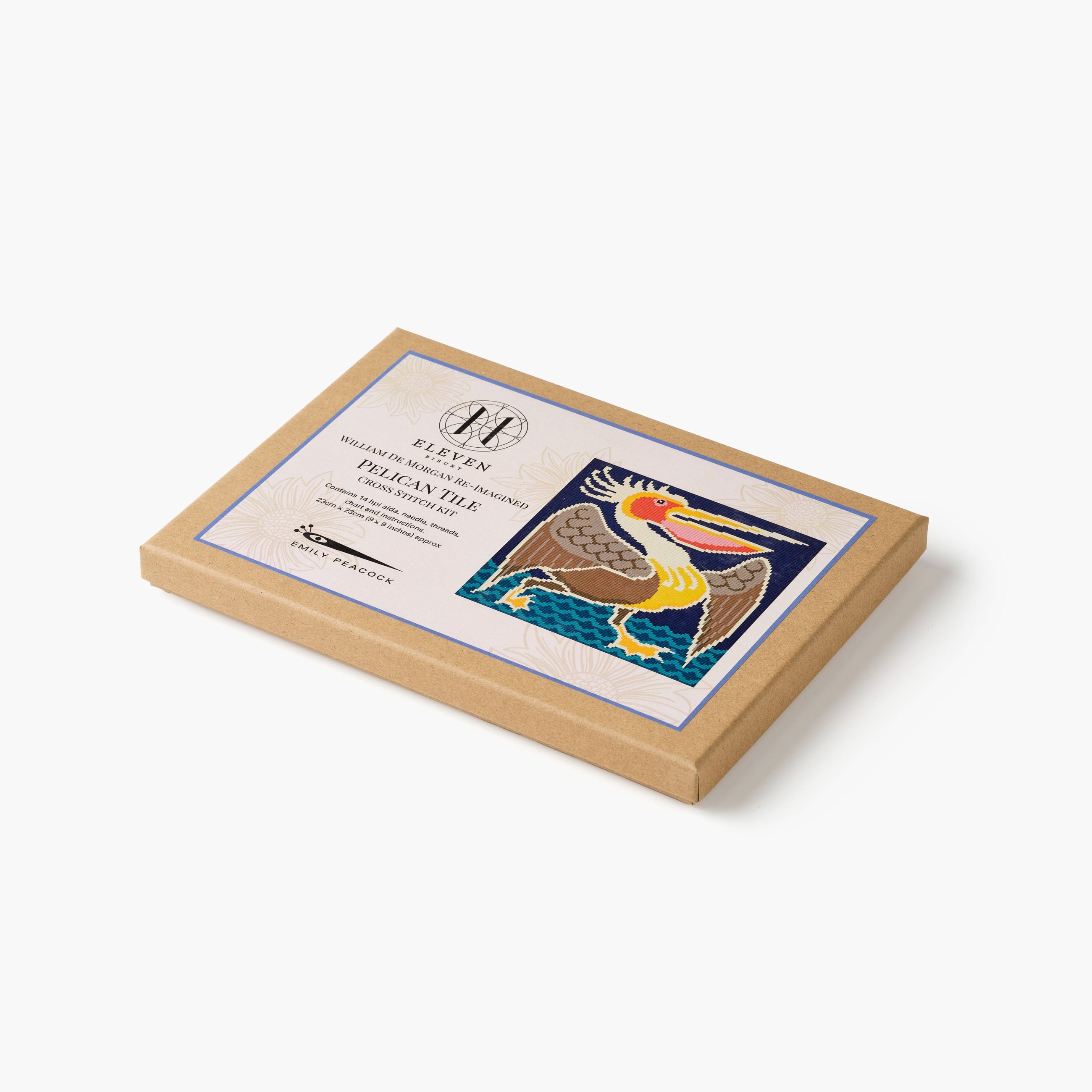 Box with a pelican design on a white background