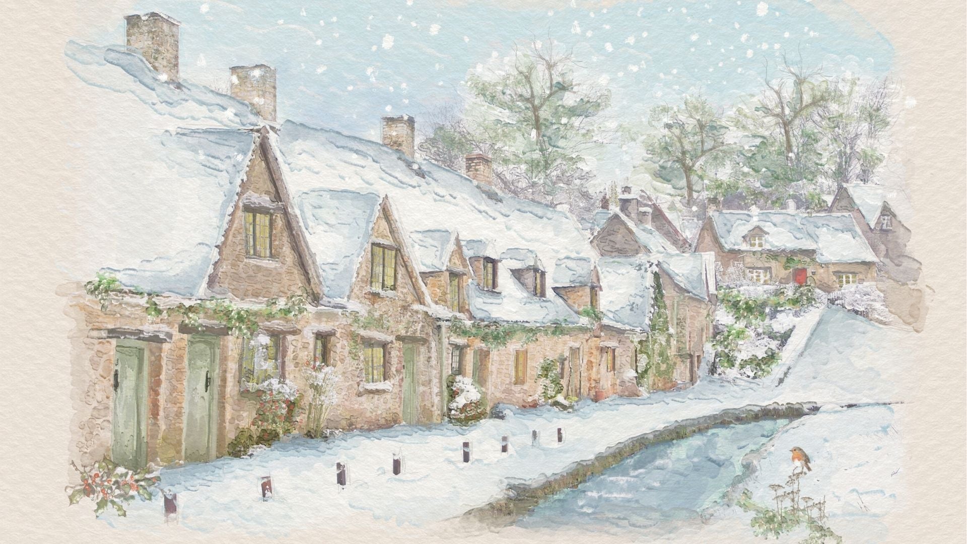 Illustration of Arlington Row at Christmas
