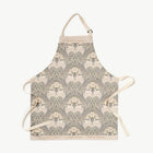 Bibury Swan patterned apron with Eleven Bibury logo on a white background