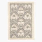 Printed cotton tea towel with Bibury Swan design on a plain background.