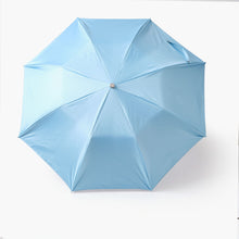 Light blue umbrella on a white background