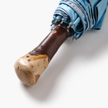 Umbrella with a wooden handle on a white background