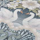 Pattern of swans and floral design on a wallpaper background