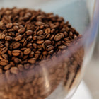 Close-up of coffee beans in a glass container