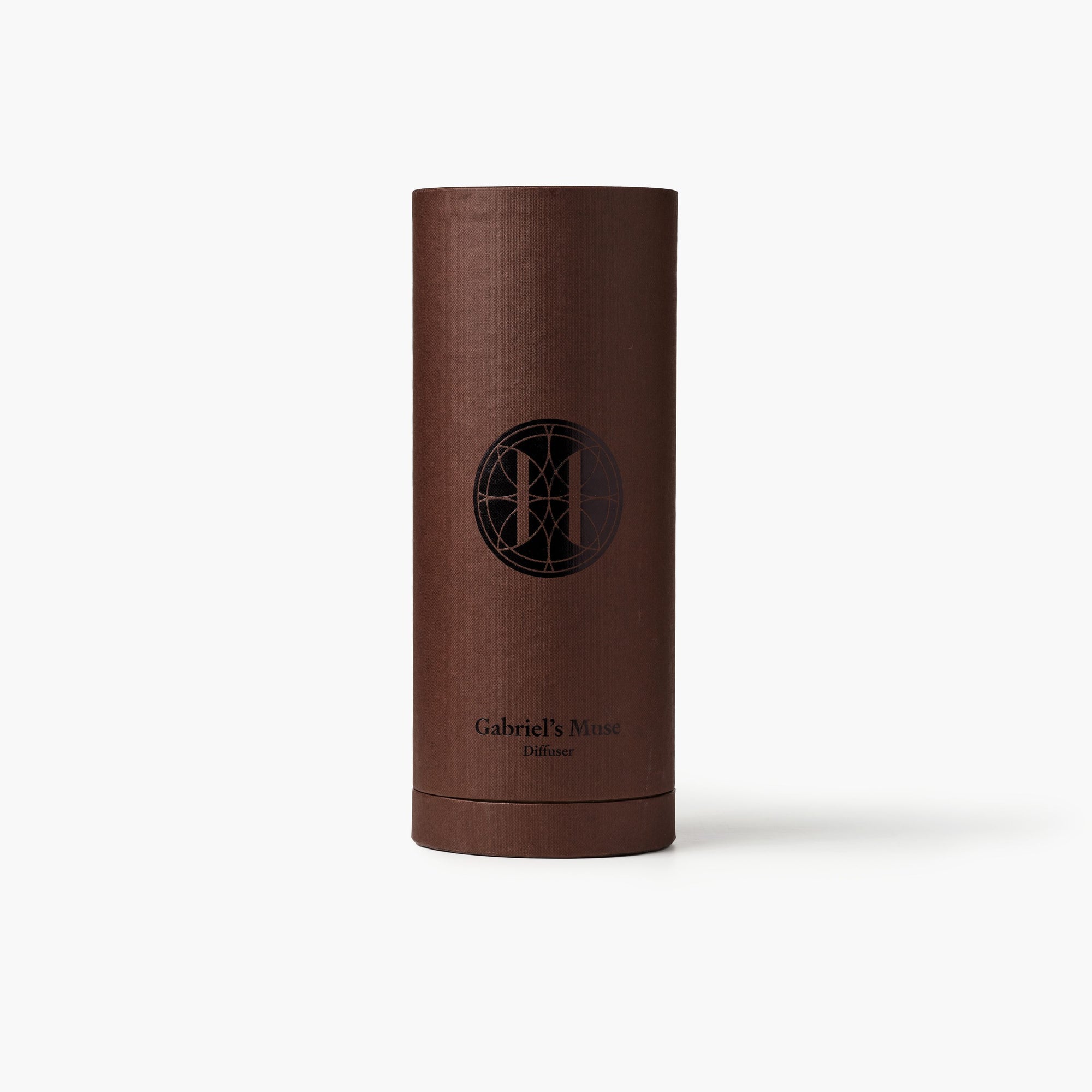 Eleven Bibury 'Gabriel's Muse' diffuser in brown cylindrical container with a logo and text on a white background