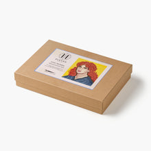Brown box with a portrait of a woman on a white background