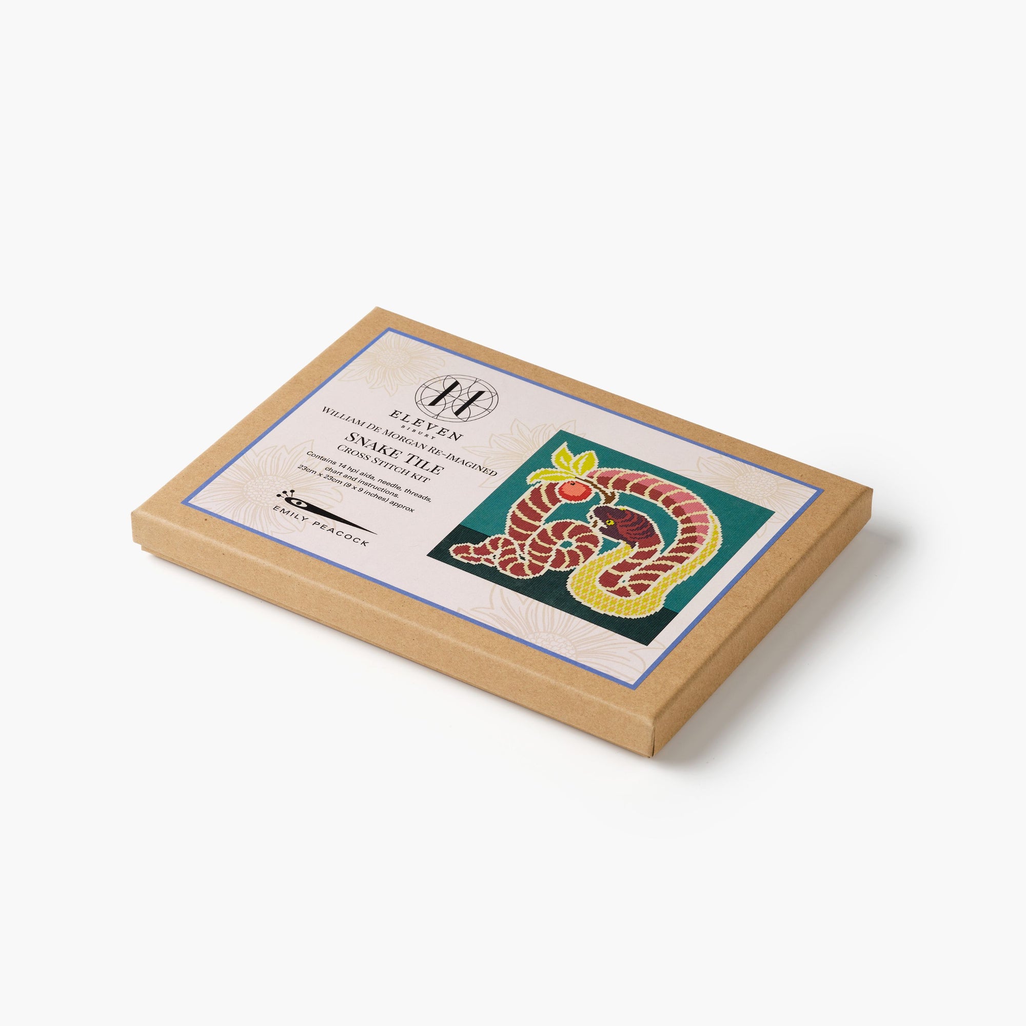 kraft box with a snake tile design on a white background