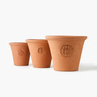 Three terracotta pots with a Eleven Bibury logo on a white background