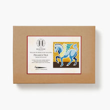 Box with a Pegasus tile design and brand label on a white background